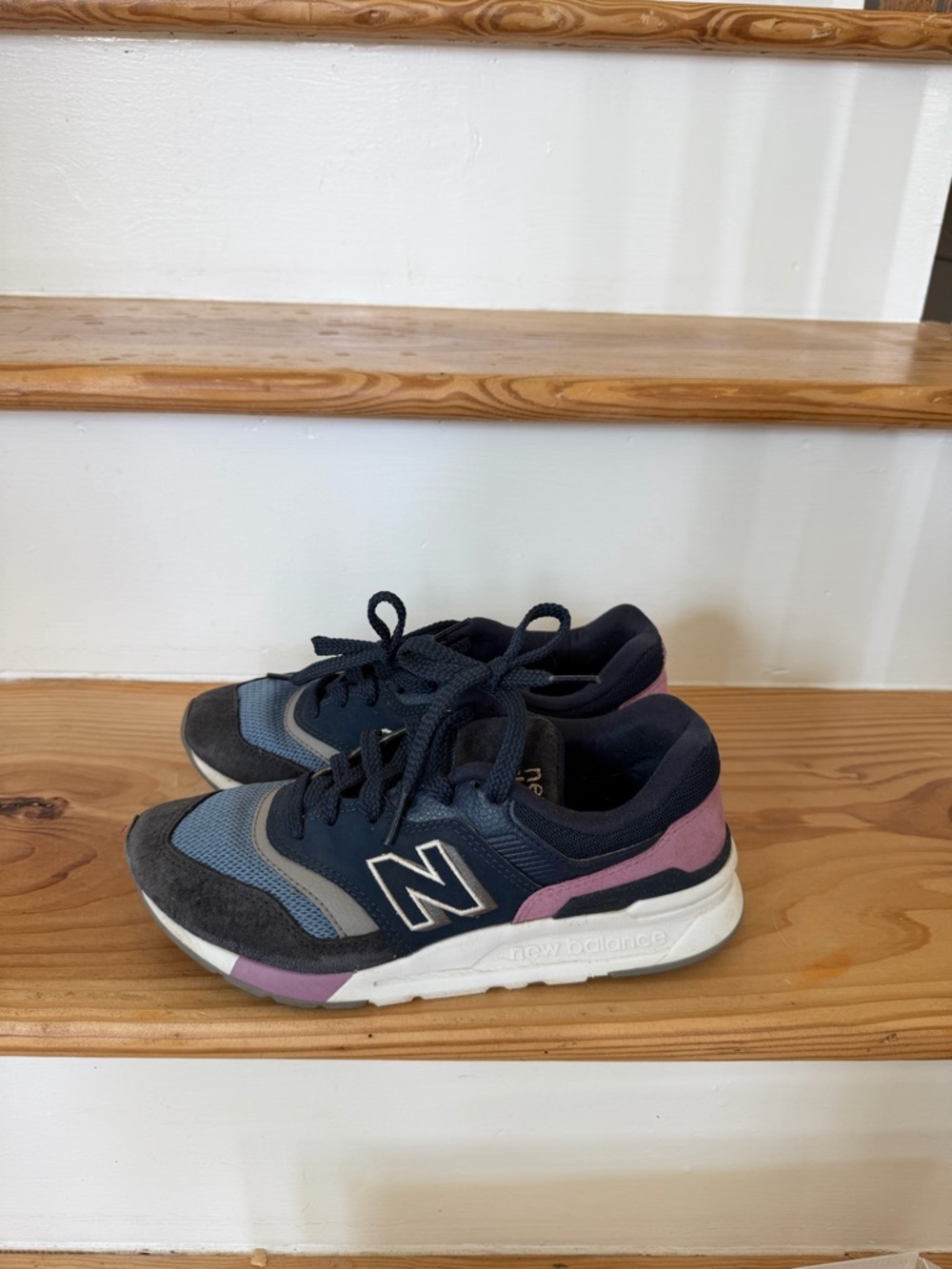 New Balance Kids Navy, Gray and Pink Lace-Up Sneakers